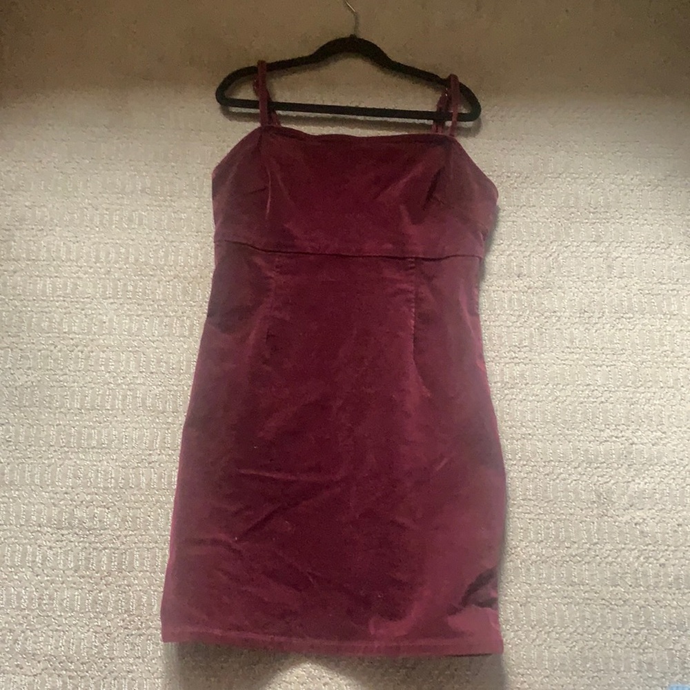 Burgundy velvet dress